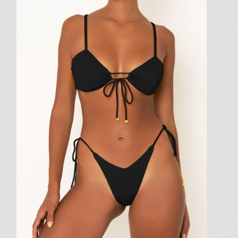 Женский комплект бикини 2019 летний бандажный купальник пуш ап на бретельках