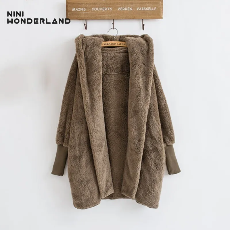 NINI WONDERLAND зимнее пальто с капюшоном женская мода рукав &quotлетучая мышь&quot