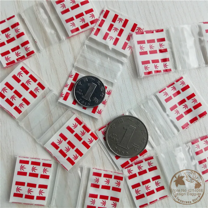 1010 пластиковые пакеты Красный табак лист дизайн 100 Ziplock сумки маленькие 1 &quotx 1&quot