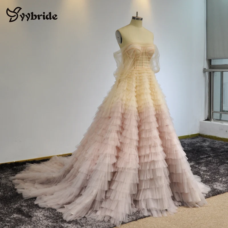 YYbride новый дизайн светло розовые цветные тюлевые платья с вырезом лодочкой для
