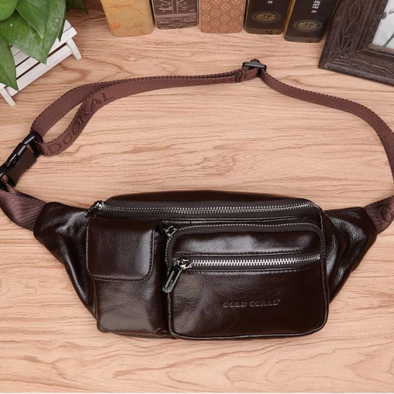 Новинка 100% натуральная кожа Мужские поясные нагрудные сумки первый слой Воловья