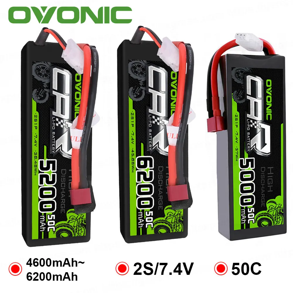 Автомобильные аккумуляторы OVONIC 2 упаковки 6200 мА/ч 5200 5000 4600 Lipo S 7 4 В с разъемом Deans