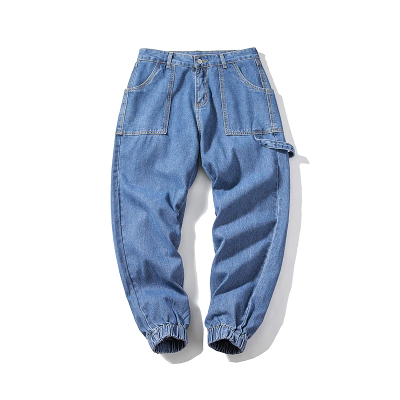 Мода 2019 Весна Новый Хип Хоп пот брюки мужские одноцветная Мужская джинсовые