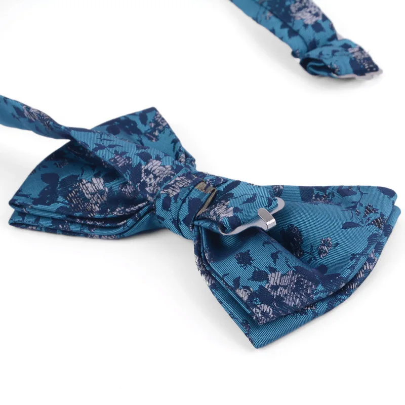 Business men's suit shirt accessories bow double pleat widened peacock blue green pattern tie | Аксессуары для одежды