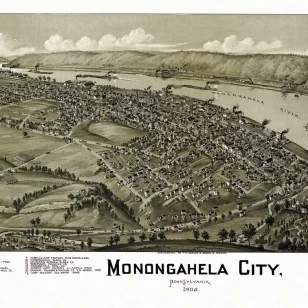 Историческая карта Monongahela City Pennsylvania 1902 Washington County постер печать (24x36) | Дом и сад