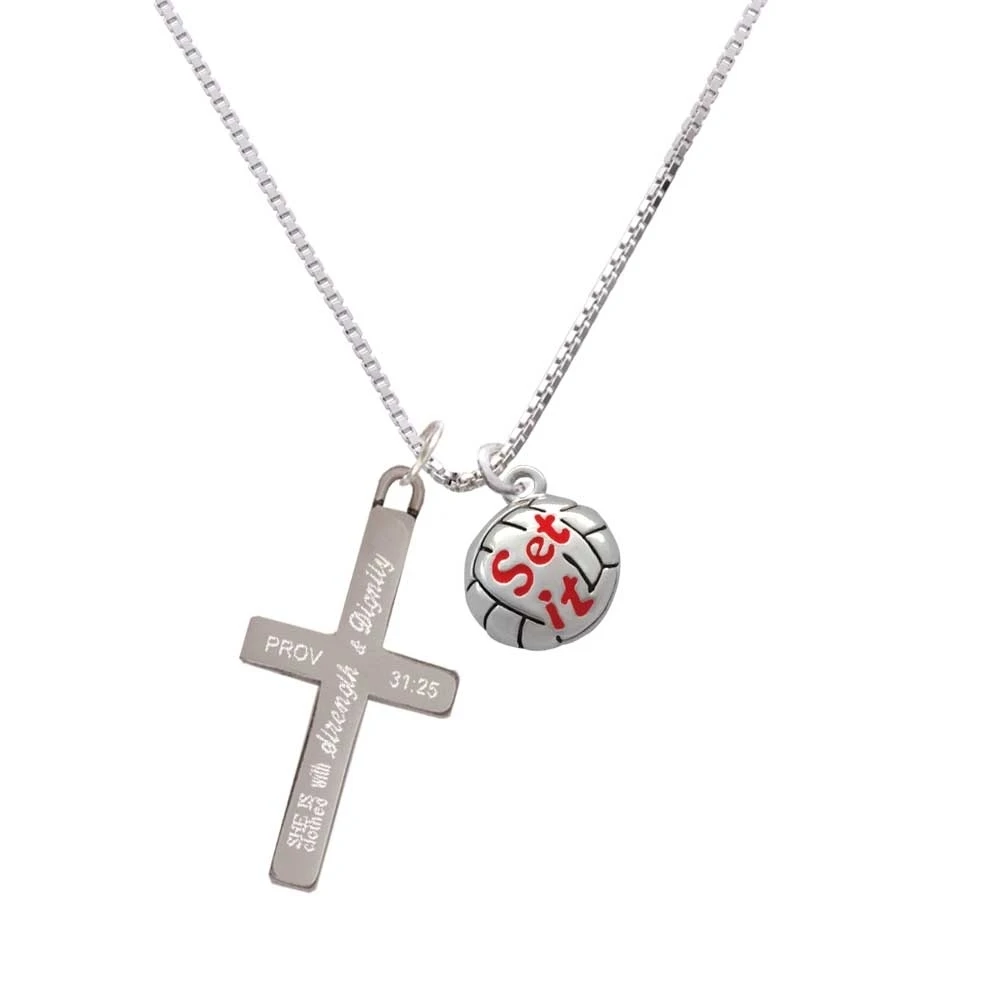Volleyball - ''Set It'' Strength and Dignity Cross Necklace | Украшения и аксессуары