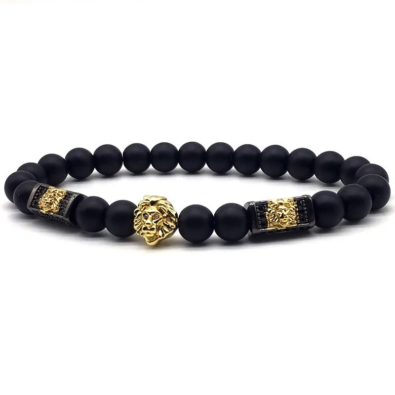 Новый дизайн 2020 мужской браслет с короной льва ПАВЕ фианиты камень матовые