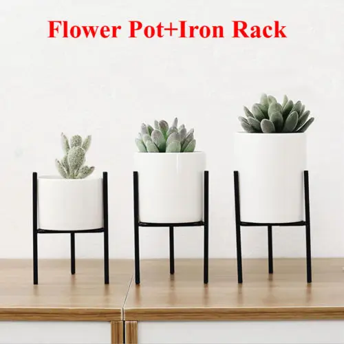 Iron Plant Vase Stand Planter Holder Ceramic Flower Pot Shelf Rack Garden | Дом и сад
