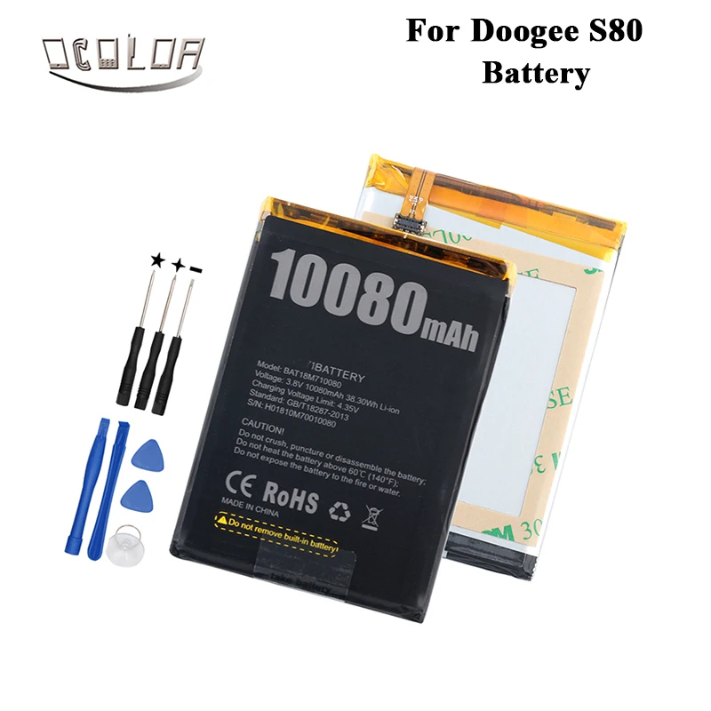 Ocolor Для Doogee S80 Батарея 10080 мАч телефон аккумуляторы для запасных аксессуаров +