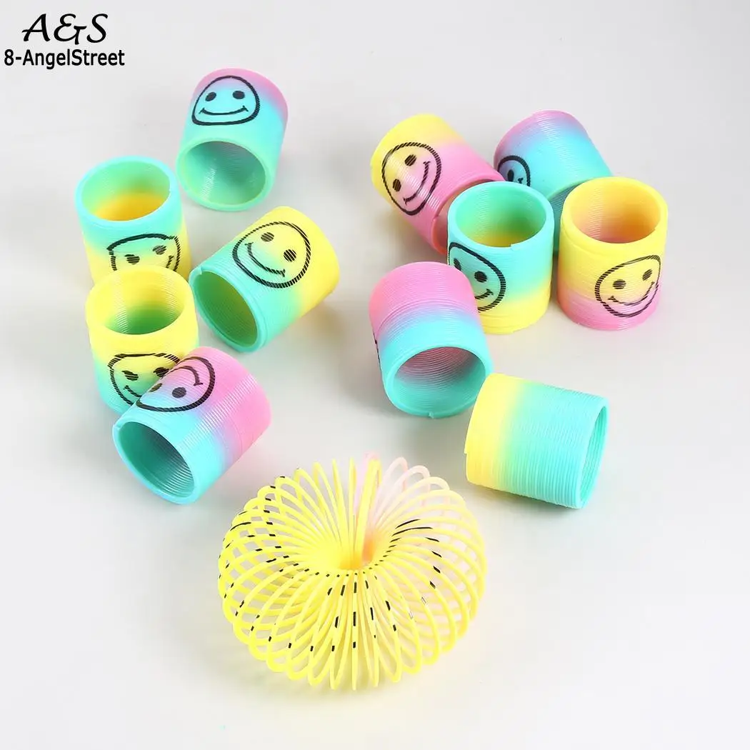 Новинка улыбающаяся Радуга Slinky пластик катушки Весна игрушечные лошадки