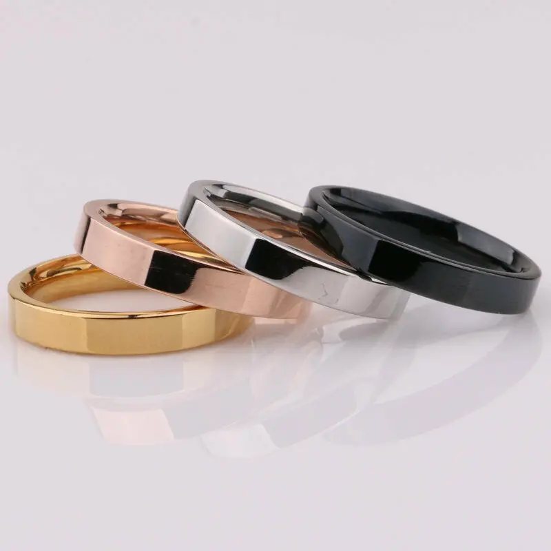 

4mm 4 Colors Band Women Men's Titanium Steel Engagement Ring Luxury Promise Engagement Rings Wedding Jewelly