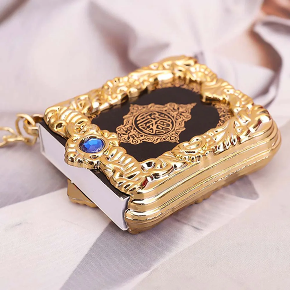 

Muslim Islamic Mini Pendant Keychains Key Rings For Koran Ark Quran Book Real Paper Can Read Small Religious Jewelry For Women