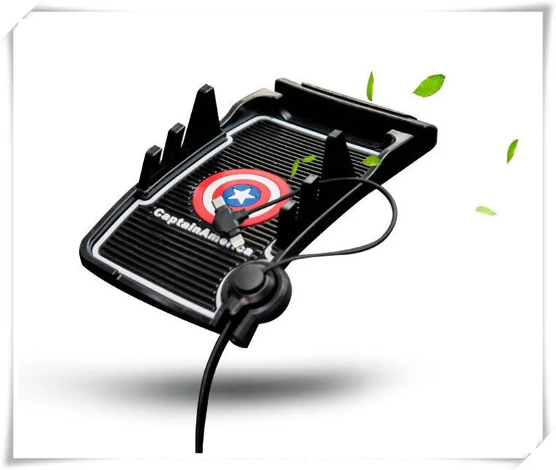 Автомобильный нескользящий коврик USB зарядка силиконовый Противоскользящий