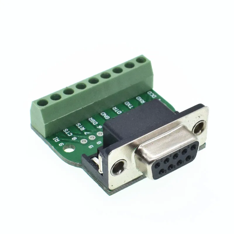 D-Sub 9pin Solderless Разъемы DB9 RS232 последовательный к терминалу Женский Мужской разъем адаптера коммутационная плата черный+ зеленый