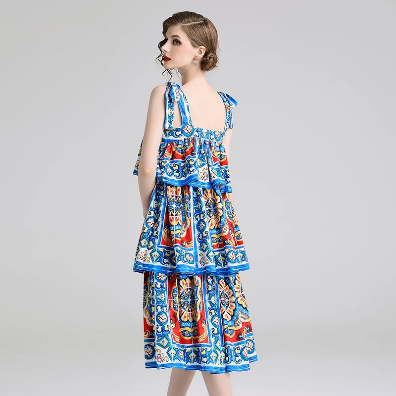 Модельное летнее платье Banulin с многоярусными оборками женское элегантное