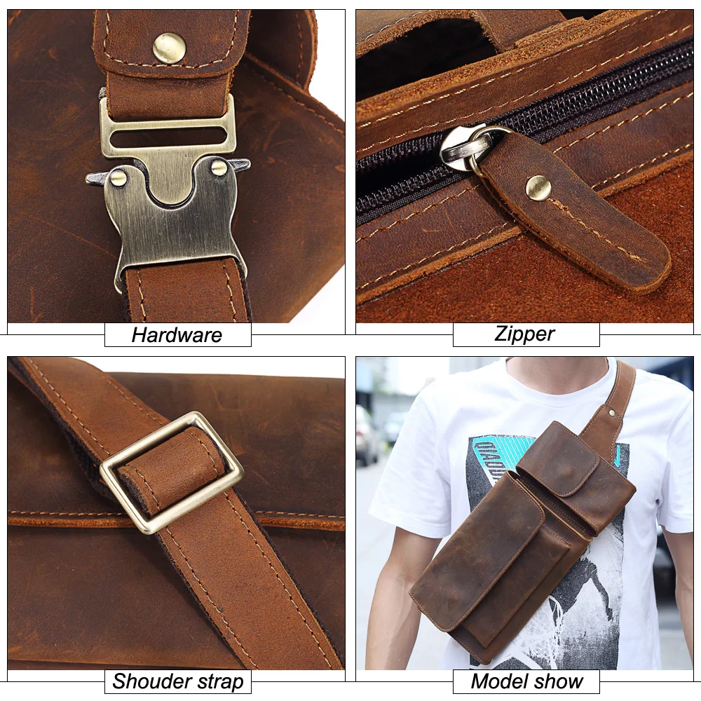 Сумка нагрудная MISFITS мужская из натуральной кожи саквояж на пояс мессенджер