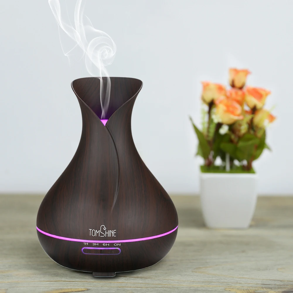 

Home Office Spa Ultrasonic Aroma Essential Oil Diffuser Mist Air Humidifier Wood Grain BPA Free Aromatherapy Dimmable Night Lamp