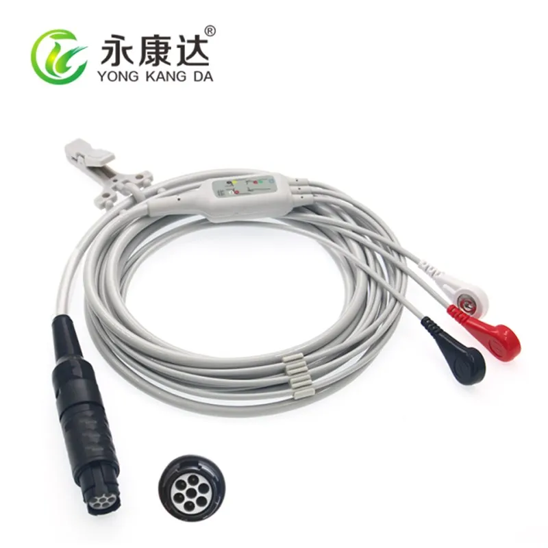 Free shipping BPL Magna ecg cable 3leads ODU connector with AHA snap