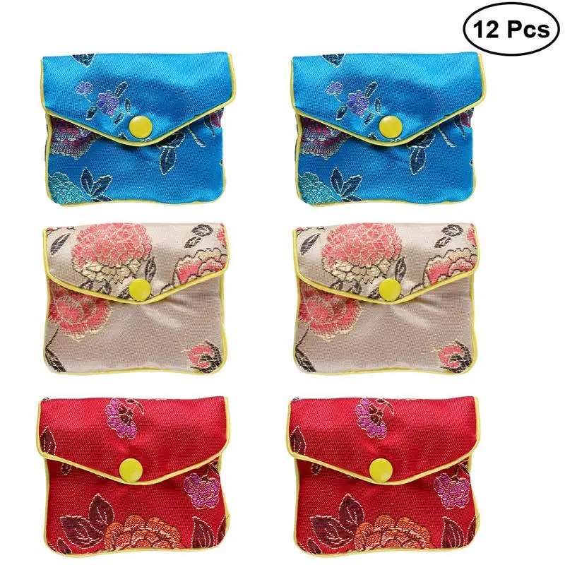 

12pcs Chinese Traditional Brocade Pouch Coin Purse Embroidery Pouch Jewelry Bag