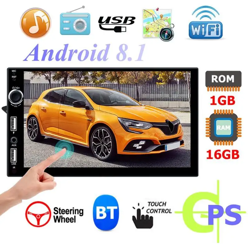 VODOOL 7 &quot2 Din автомобильное радио Android 8 1 четырехъядерный MP5 плеер Авто Радио Bluetooth