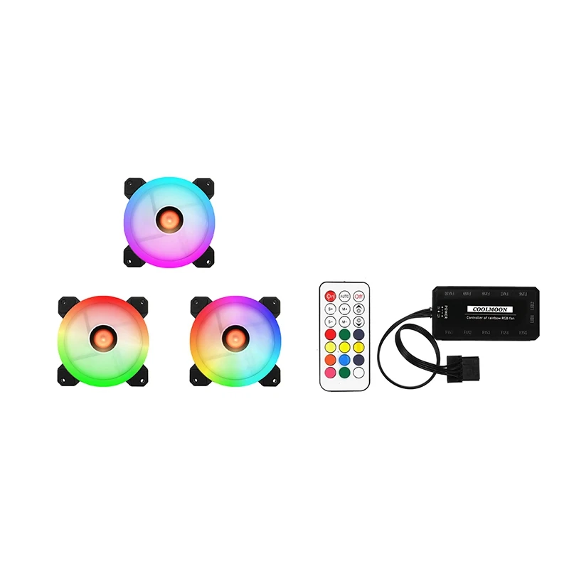 COOLMOON 3 шт. компьютерный чехол охлаждающий вентилятор RGB настраиваемый