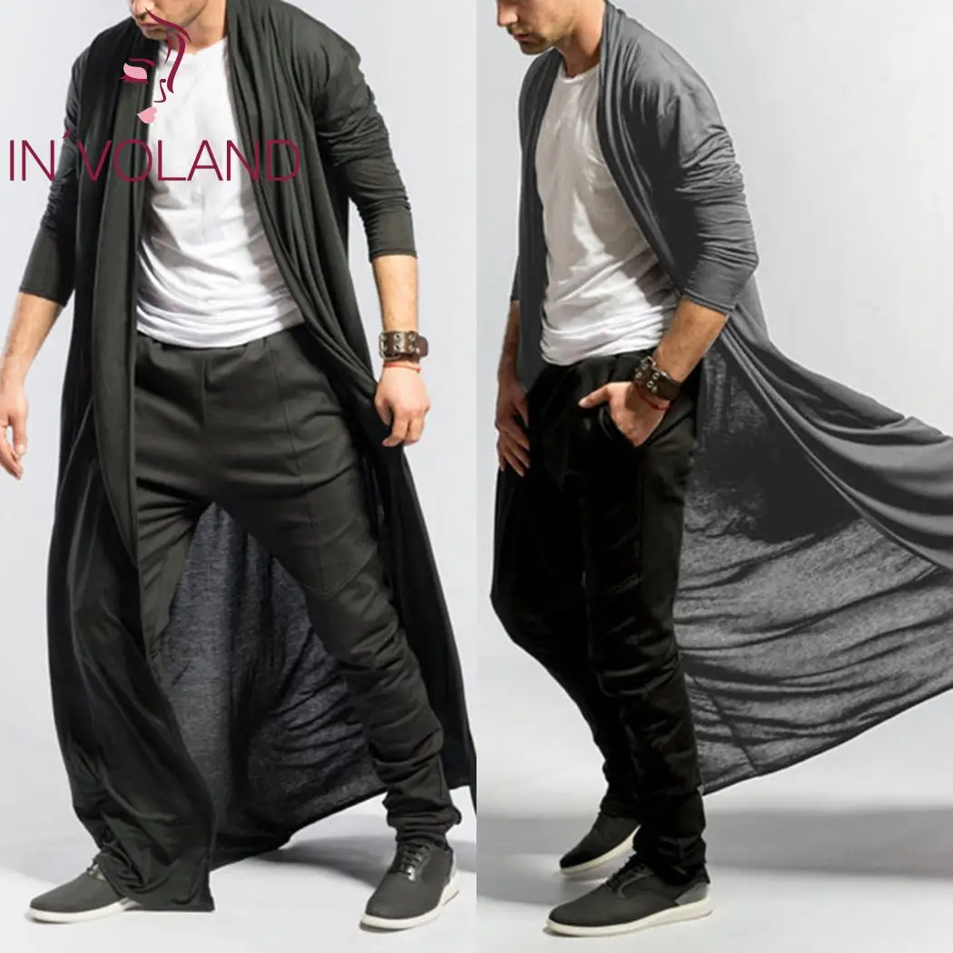 Модные мужские Turn-Down воротник с длинным рукавом Твердые выходное Fit Полная длина