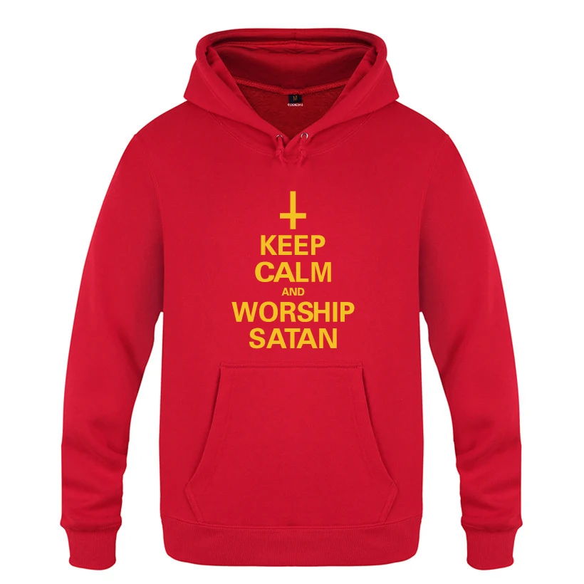 С надписью Keep Calm and культ Сатаны демон в готическом стиле эмо 666 кофты Для мужчин
