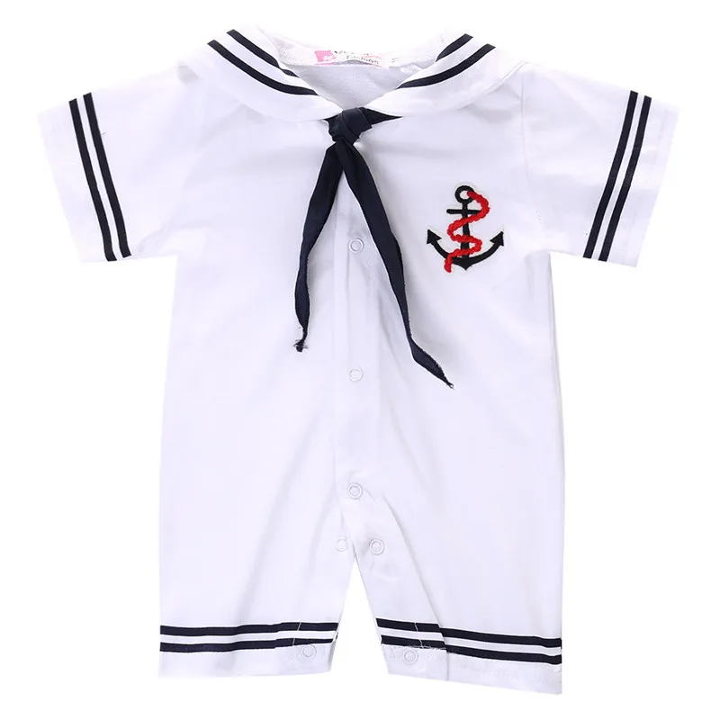 2019 Kids Baby Boy Girl Navy Style Sailor Romper Jumpsuit Clothes Outfit Infant Short Sleeve 4-18M Cotton Clothing | Детская одежда и