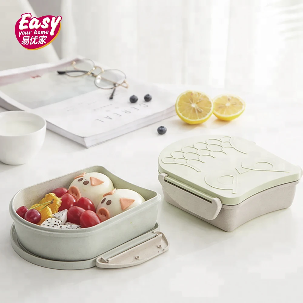 Cute Cartoon Owl Lunch Box For Kids Leakproof Food Container Storage Microwave Portable Wheat Straw Bento | Дом и сад