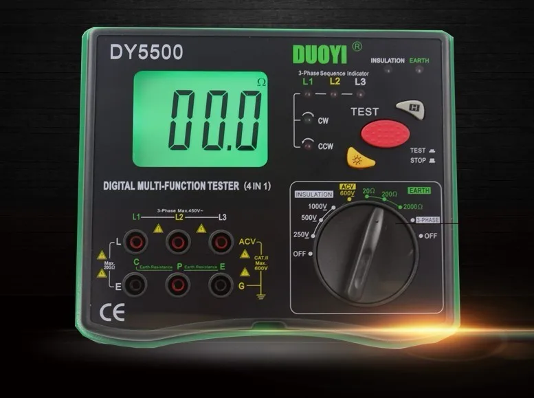 Цифровой Многофункциональный тестер Dy5500 4 в 1 мультиметр изоляции + заземления