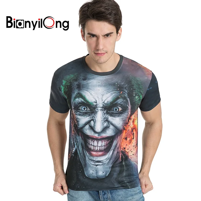 BIANYILONG/Новинка 2017 Мужская/Женская 3d Футболка с принтом Джокера летние топы