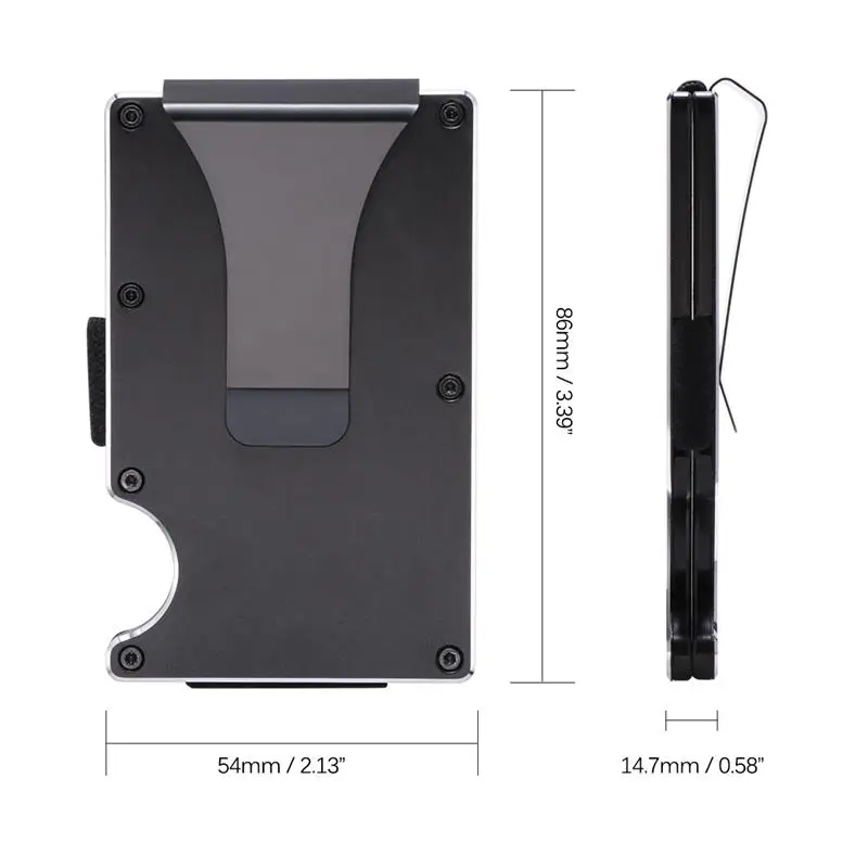 Металлический мини кошелек с зажимом для денег модный брендовый мужской черный