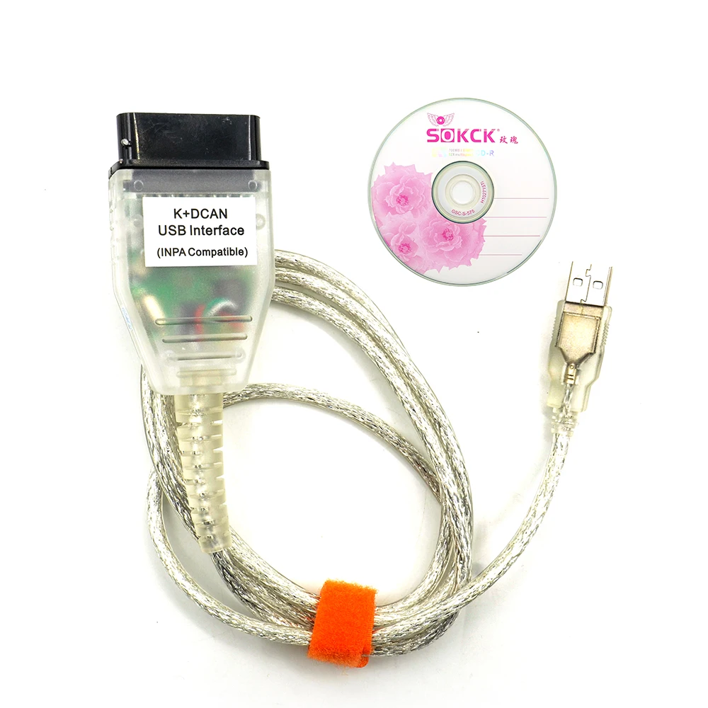

2021 for B.M.W K+Dcan cable High quality obd2 auto car diagnostic tool INPA K CAN DCAN Connector With CD Driver usb function
