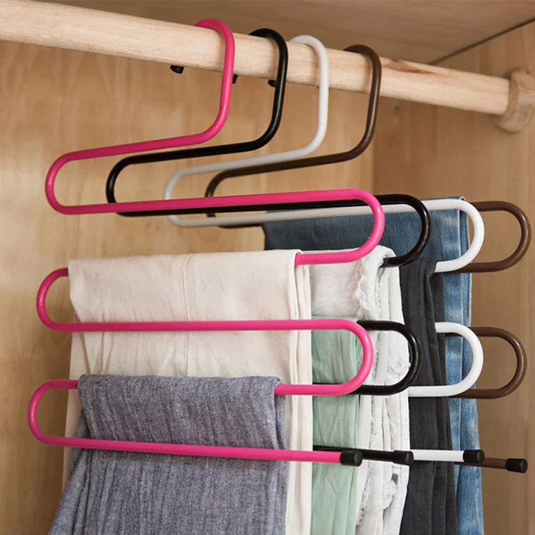 

S-образная 5-слойная вешалка для брюк и шарфов, стойка, органайзер для ванной комнаты и кухни, вешалка для одежды