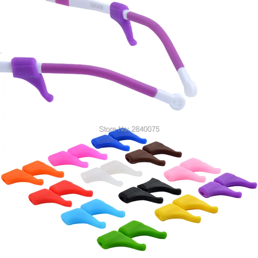 Wholesale 50pairs=100pieces eyeglass eyewear glasses Anti Slip silicone ear hook temple tip holder glasses accessories 12colours