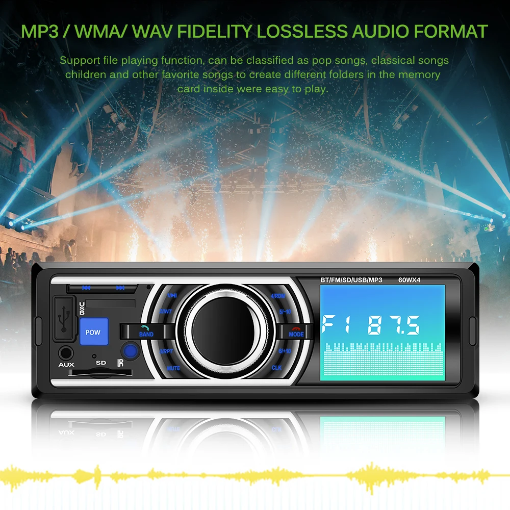 Автомобильный плеер fm-передатчик Bluetooth Радио стерео 1 Din 12V USB/SD MMC AUX аудио Авто