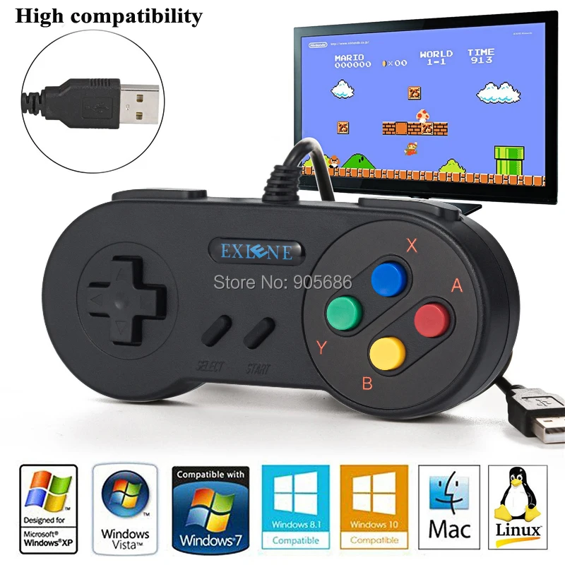 Exlene 3 шт. 3M snes usb контроллер геймпад для Nintendo SNES игровой коврик Windows PC MAC
