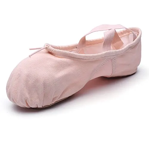 

MSMAX Canvas Ballet Slipper for Girls Split Sole Dance Yoga Flats Indoor Shoes