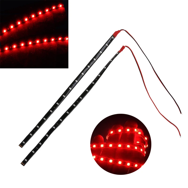 

2pcs/set 30cm Flexible 3528 15LED Car Interior Underdash Footwell Strip Light Red