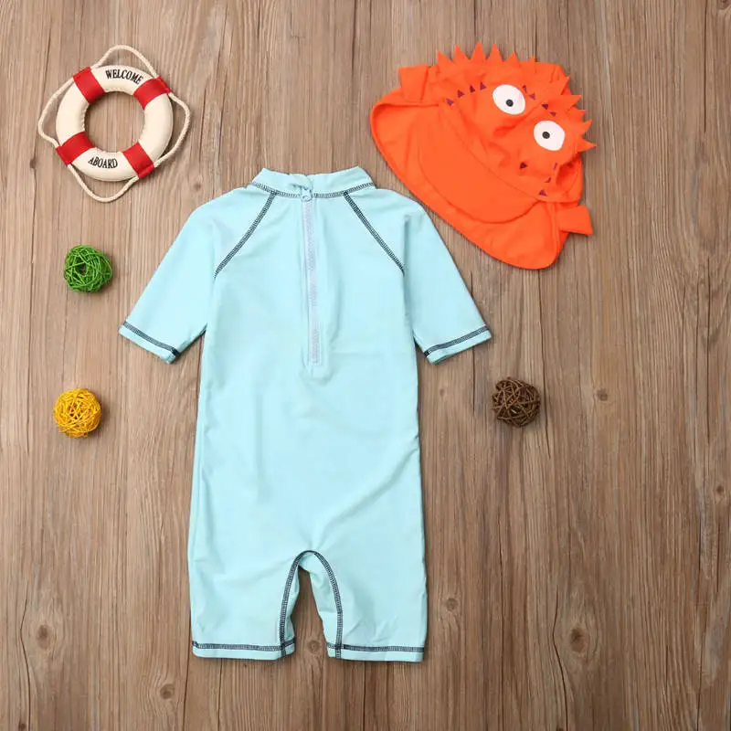 Цельный купальный костюм для маленьких девочек с принтом рыбы Солнцезащитный