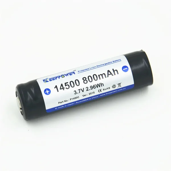 4 pcs Keeppower 14500 800mah 3.7V 2.96Wh protected Li-ion rechargeable battery Original P1450C | Электроника