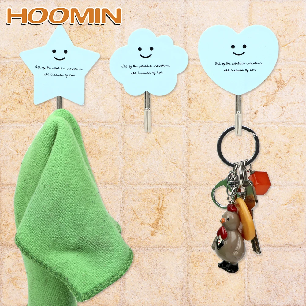 

HOOMIN милые настенные крючки для кухни и ванной комнаты из нержавеющей стали, липкий держатель для двери, 2 шт./компл., крепкий клей