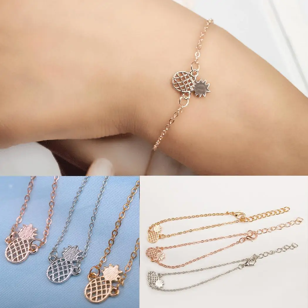 Adjustable Simple Chain Rose 5g Gold Alloy Women Buckle 2 Pineapple Bracelet Lobster Silver Shaped Casual Link | Украшения и