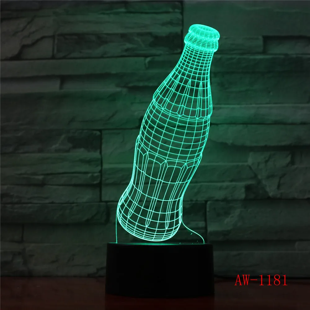 Светодиодный ночник с пультом дистанционного управления в бутылке USB 3D