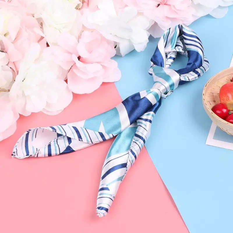 Женский шарф элегантный атласный маленький квадрат модный деловой печатный головной шарф ретро шелковый декор для стюардессы.