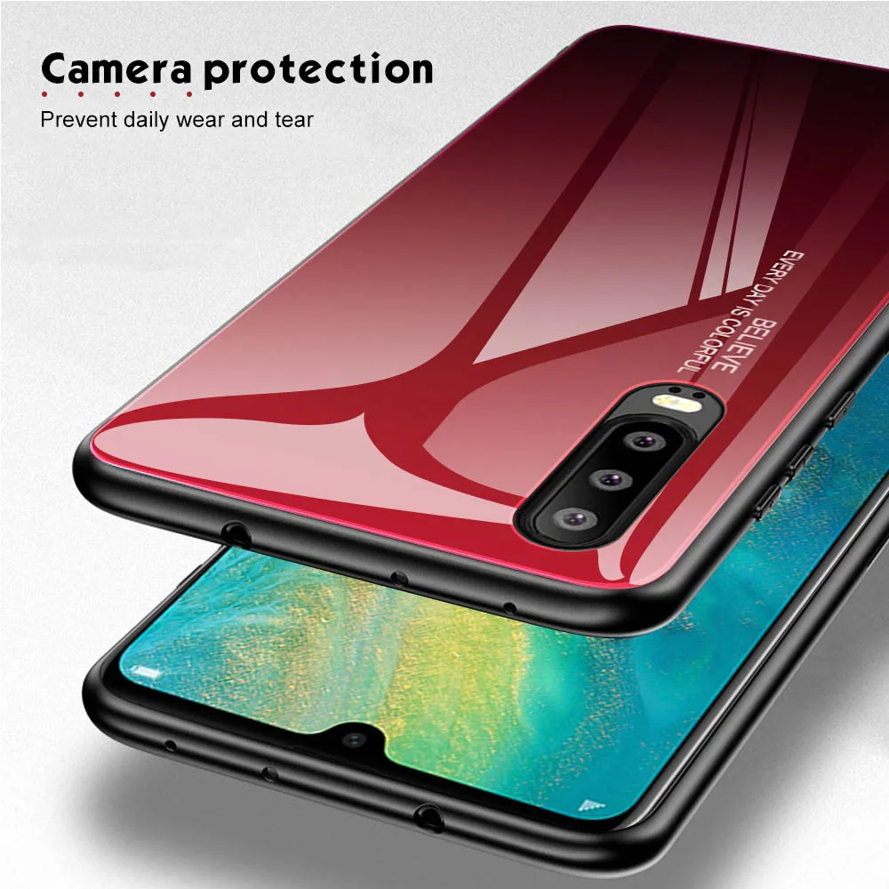 Чехол KISSCASE для телефона с градиентом Huawei P30 P20 Pro P Smart Mate 20 Lite чехол закаленным