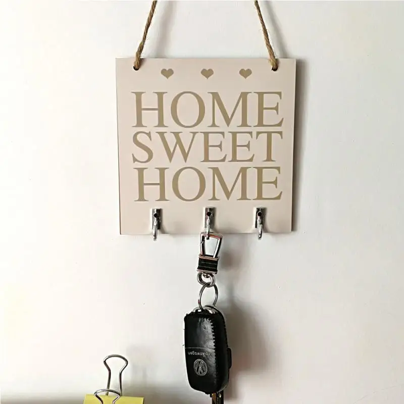 Подвесная Табличка деревянная вывеска Sweet Home в деревенском стиле с крючками и 3