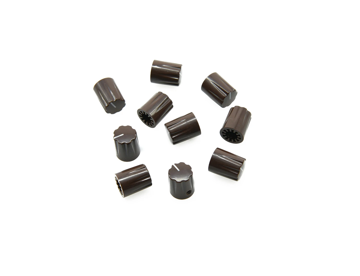 

KAISH 10 Guitar Amp Effect Pedal Knobs 1/4" Davies 1900H Style Knob w/ Set Screw Brown