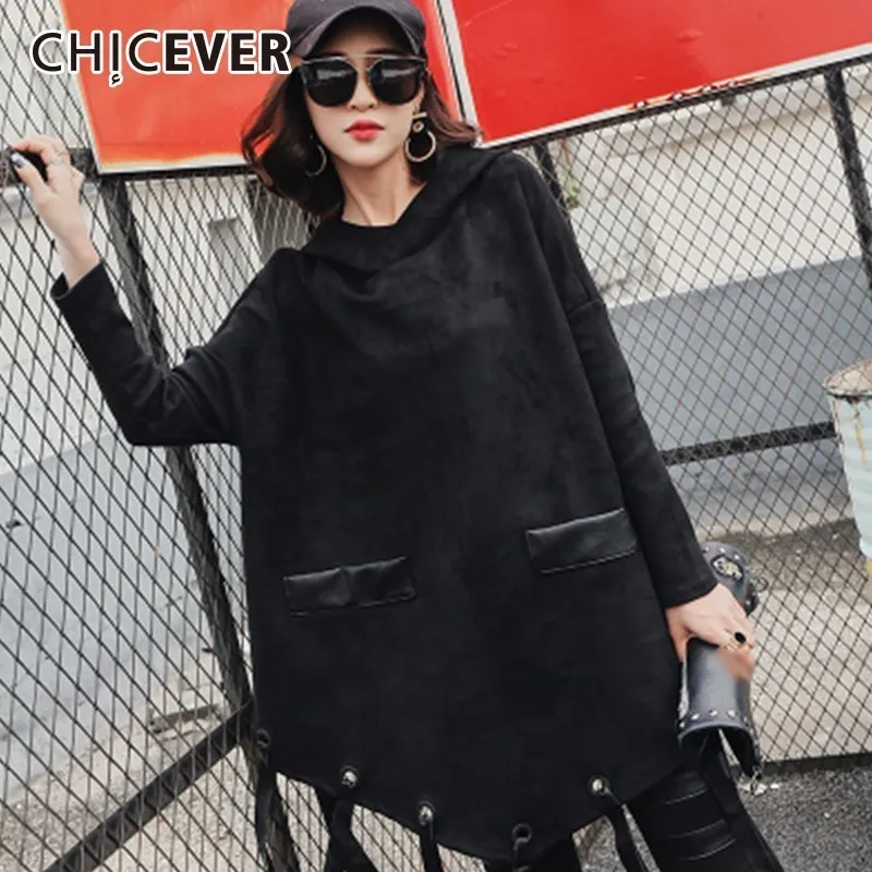 CHICEVER Hem толстовка с кисточками для женщин толстовки длинным рукавом