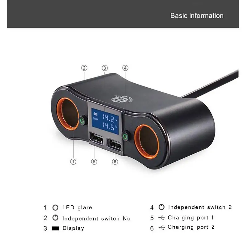 ZNB02 один для двух высокомощных двойных USB цифровой дисплей с линейным